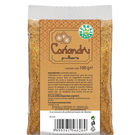 Coriandru pulbere, 100 g, Herbavit