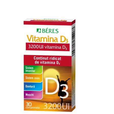 Vitamina D3, 3200 UI, 30 comprimate, Béres