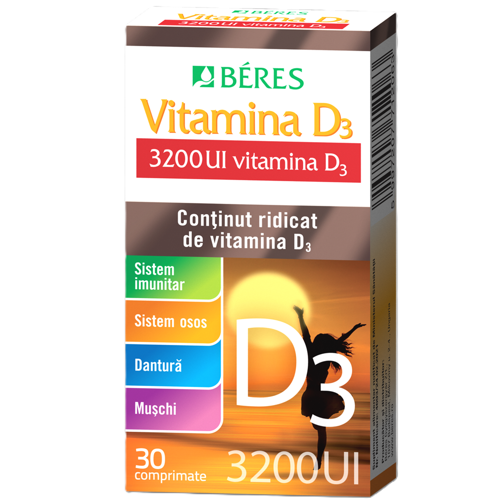 Vitamina D3, 3200 UI, 30 comprimate, Beres Pharmaceuticals Co