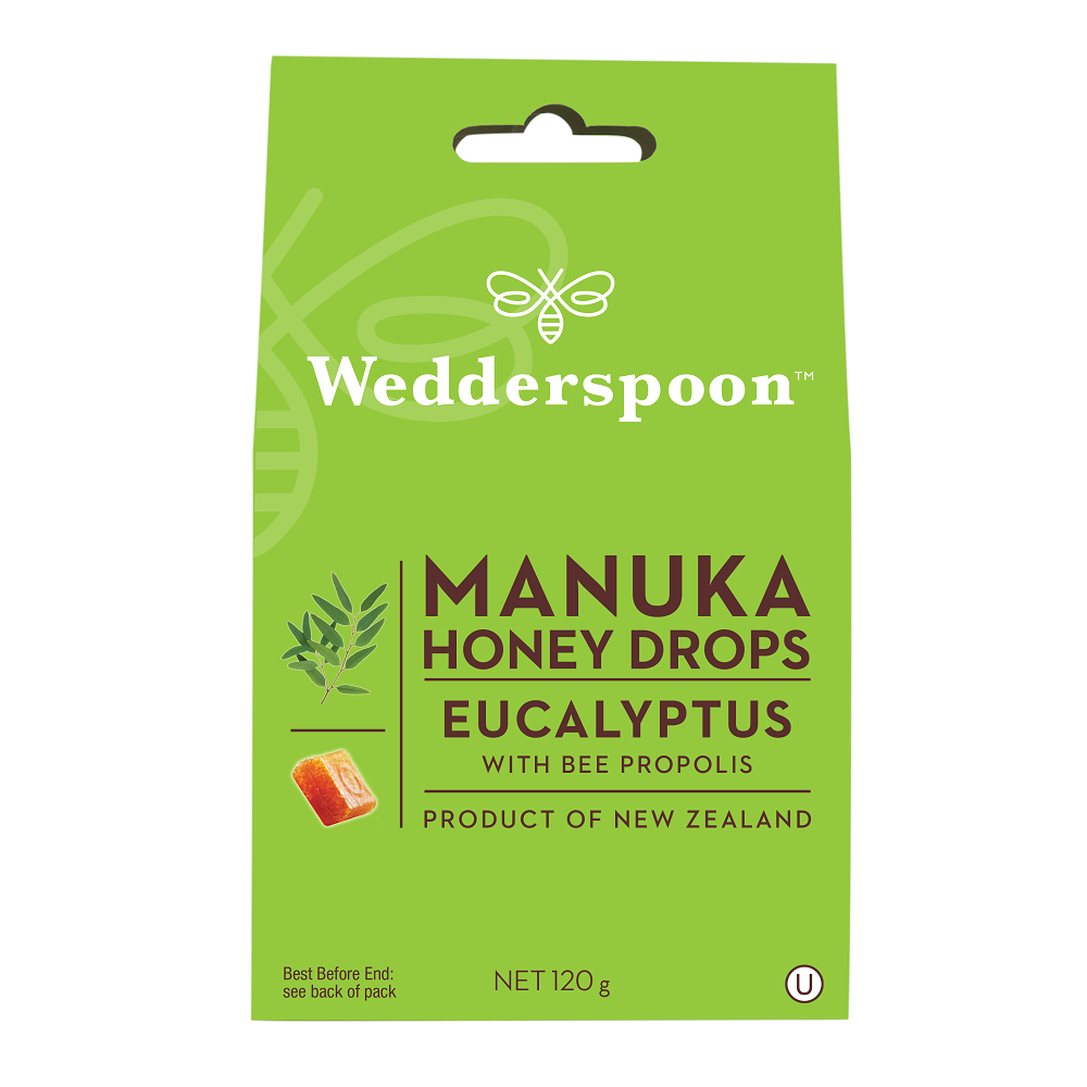 Bomboane cu miere de manuka, eucalipt si propolis, 120 g, Wedderspoon