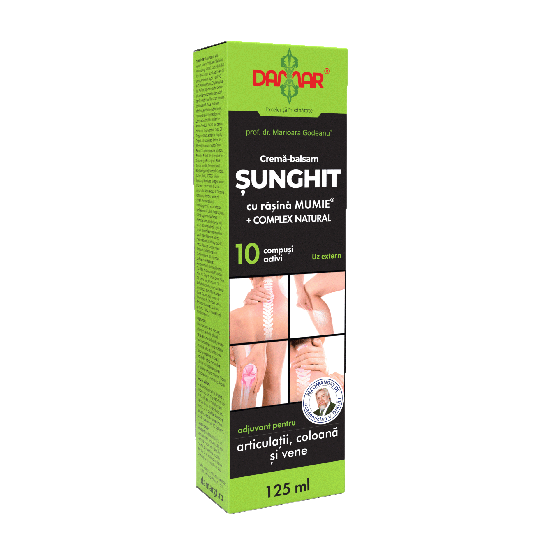 Crema-balsam SUNGHIT cu rasina Mumie + complex natural pentru circulatie, coloana si articulatii, 125 ml, Damar