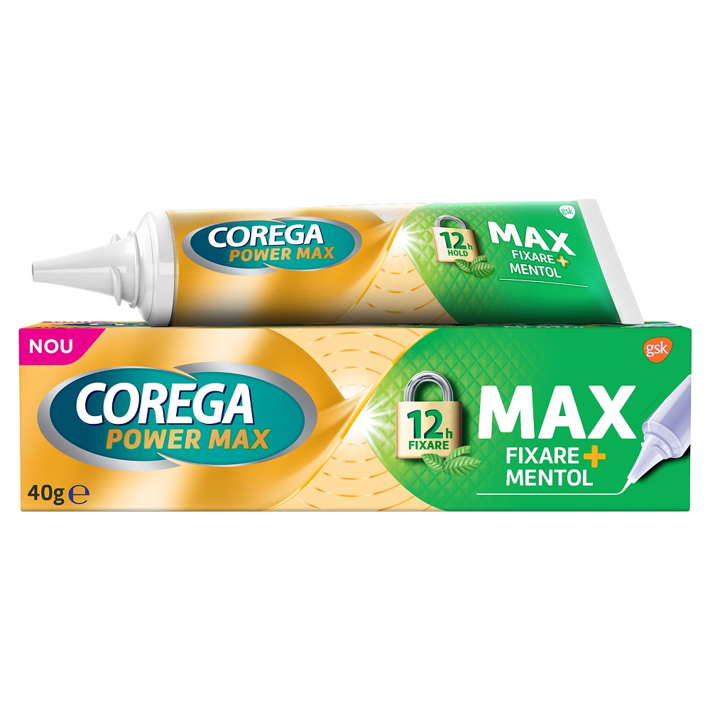 Crema adeziva pentru proteza dentara Max Fixare + Mentol Corega, 40 g, Gsk