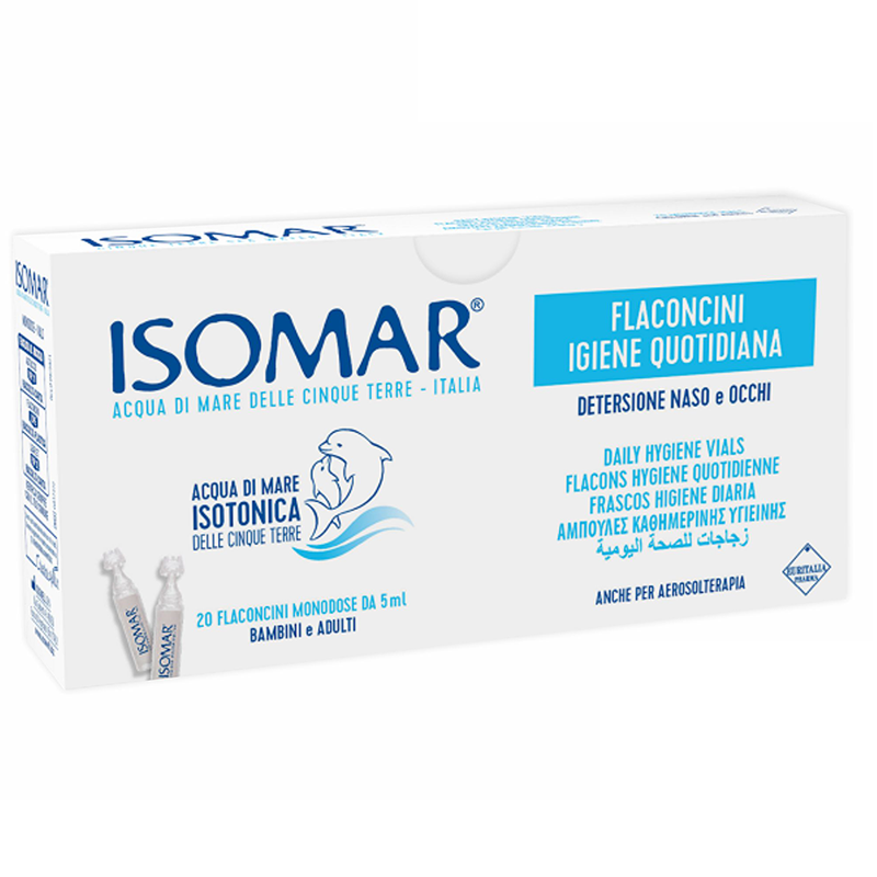 Picaturi pentru nas si ochi cu apa de mare izotonica, + 6luni, 20 x 5 ml, Isomar
