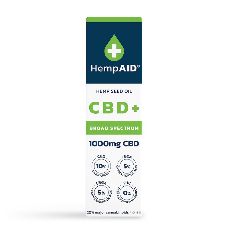 Ulei de canepa cu 1000 mg CBD, 500 mg CBDA, 500 mg CBGA, 10 ml, HempAID