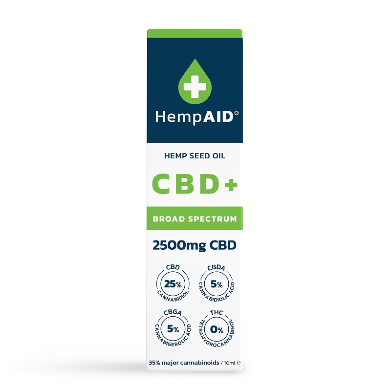 Ulei de canepa cu 2500 mg CBD, 500 mg CBDA, 500 mg CBGA, 10 ml, HempAID