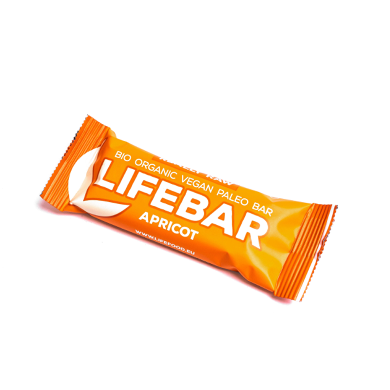 Baton bio cu caise raw fara gluten, 47 g, Lifebar