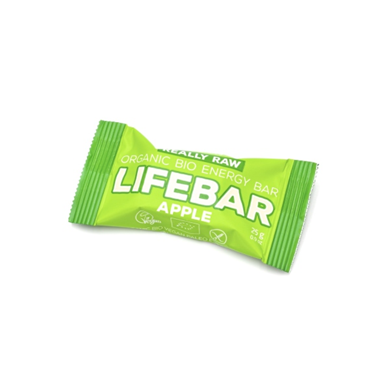 Baton bio cu mere raw fara gluten, 25 g, Lifebar