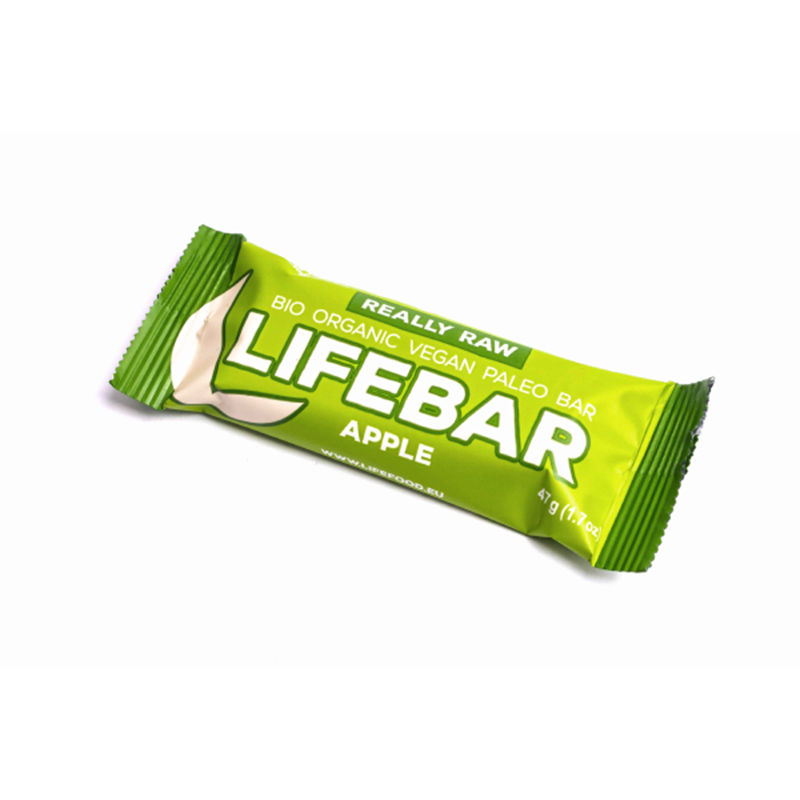 Baton bio cu mere raw fara gluten, 47 g, Lifebar