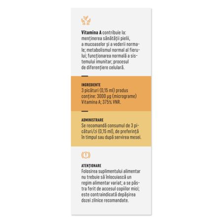 Vitamina A, 30000 UI/ml, 10 ml, Parapharm 690482