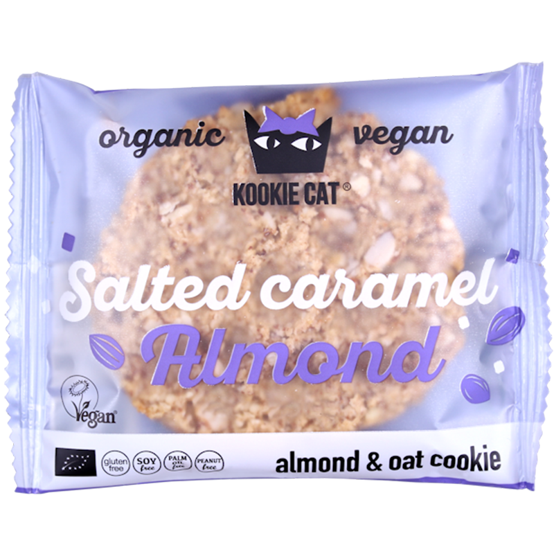 Biscuite Bio cu migdale si caramel sarat fara gluten, 50 g, Kookie Cat