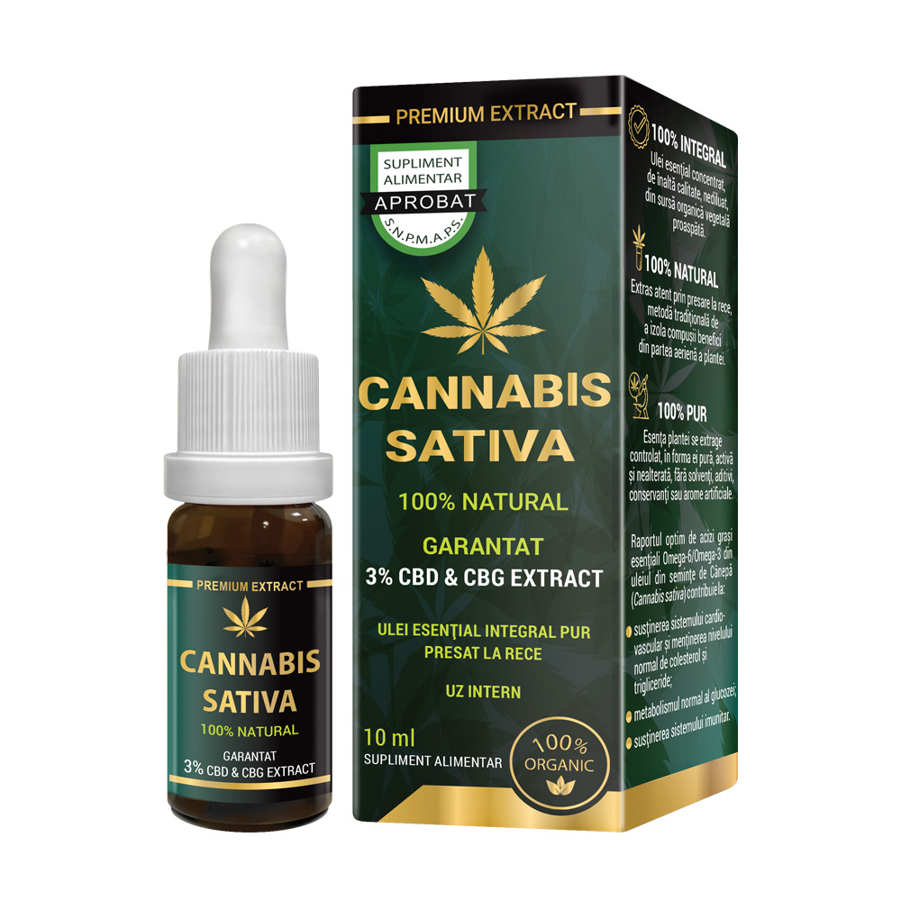 Ulei de cannabis sativa presat la rece, 10 ml, Cosmopharm