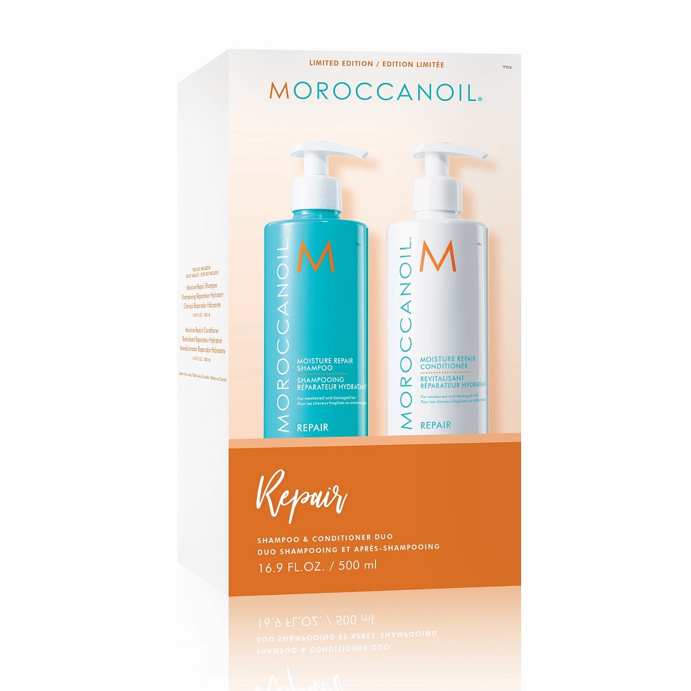 Pachet Duo Repair Sampon 500 ml + Balsam de par 500 ml, Moroccanoil