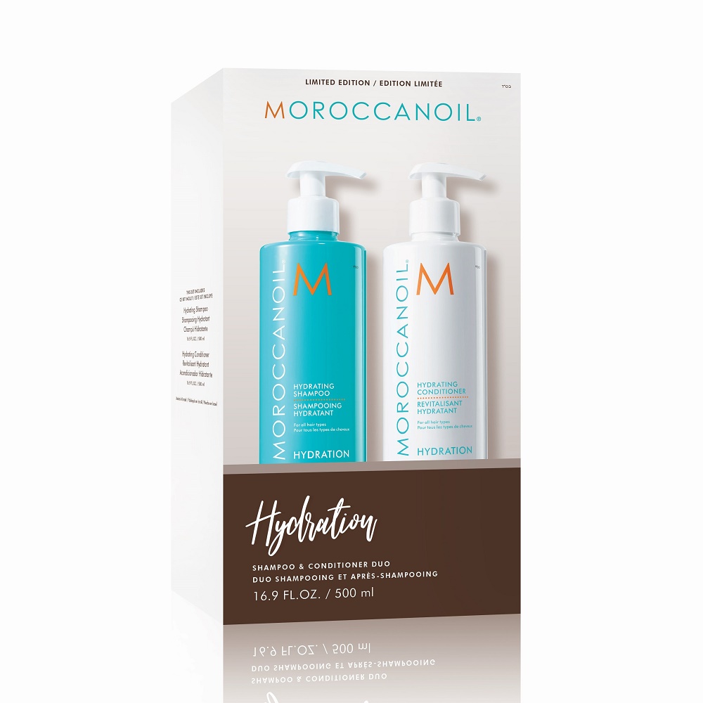 Pachet Duo Hydration Sampon, 500 ml + Balsam de par, 500 ml, Moroccanoil