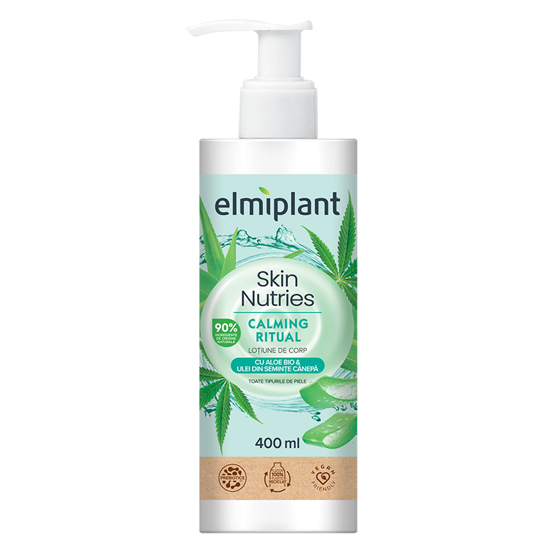 Lotiune de corp cu aloe bio si ulei din seminte de canepa Skin Nutries, 400 ml, Elmiplant