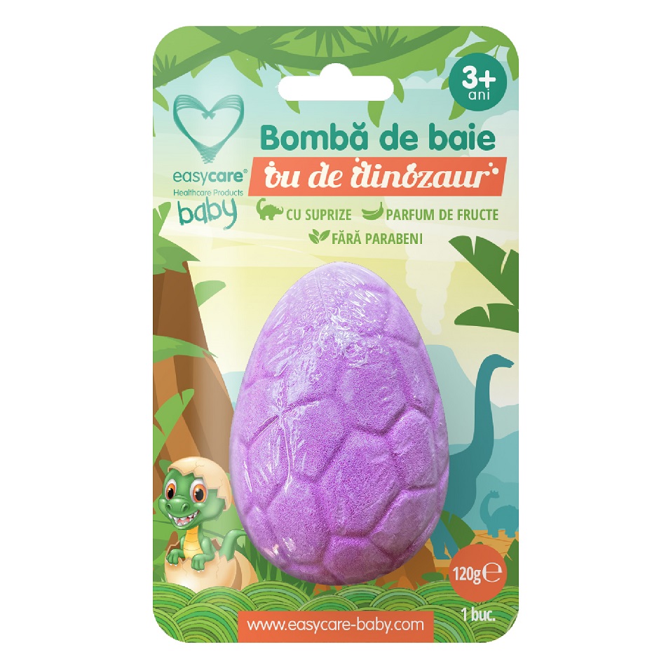 Bomba de baie ou de dinozaur cu supriza, parfum de lavanda, 1 bucata, Easycare Baby