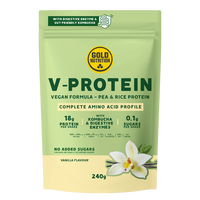 Pudra proteica vegetala cu vanilie V-Protein, 240 g, Gold Nutrition