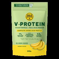 Pudra proteica vegetala cu aroma de banana V-Protein, 240 g, Gold Nutrition