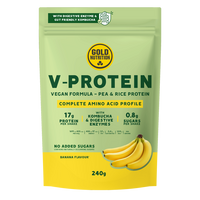 Pudra proteica vegetala cu aroma de banana V-Protein, 240 g, Gold Nutrition