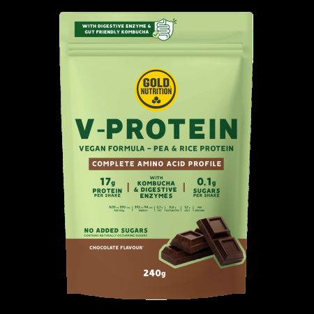 Pudra proteica vegetala V-Protein, Ciocolata, 240 g, Gold Nutrition