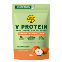 Pudra proteica vegetala cu alune de padure V-Protein, 240 g, Gold Nutrition