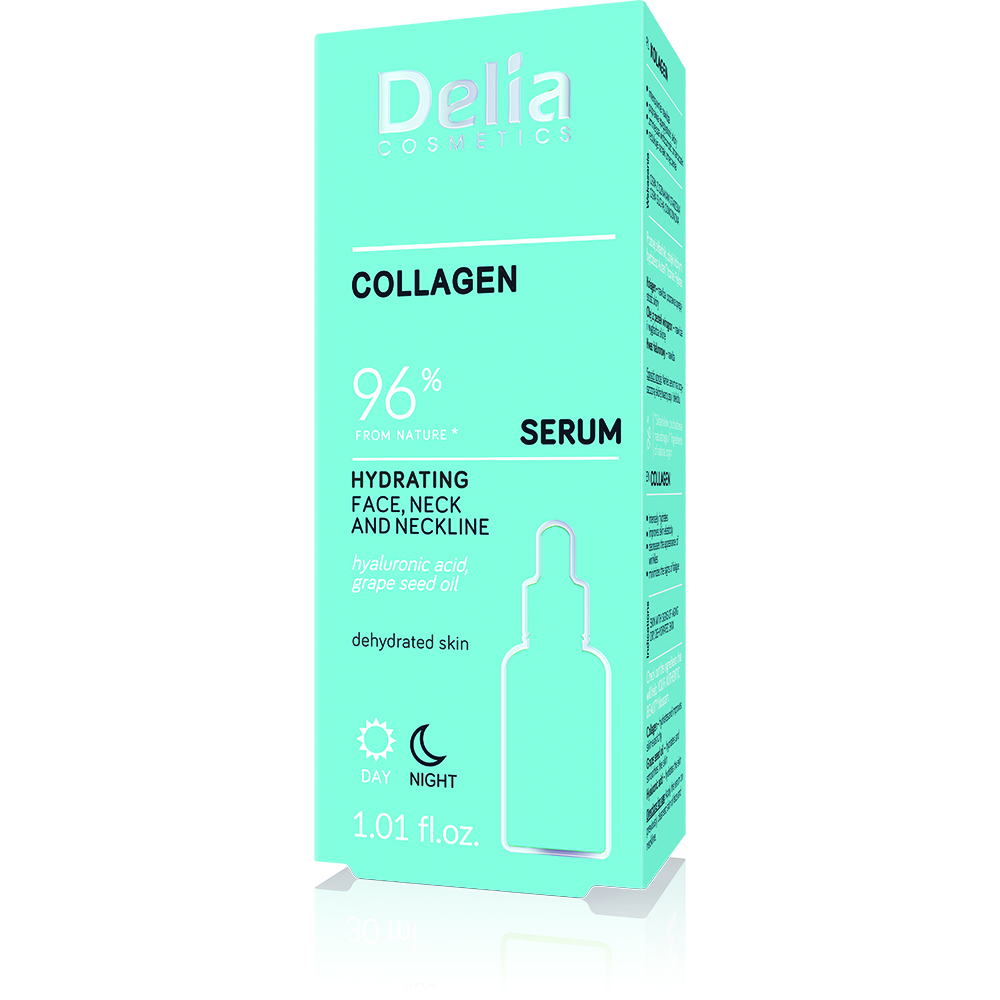 Ser hidratant pentru fata, gat si decolteu Collagen Hydrating, 30 ml, Delia