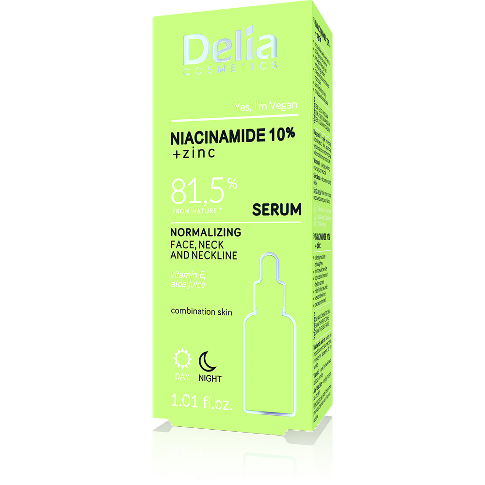 Ser pentru fata, gat si decolteu cu niacinamide 10% Normalizing, 30 ml, Delia