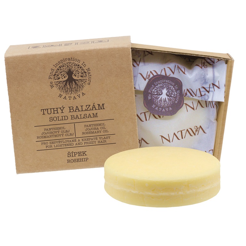 Balsam solid pentru par cu ulei de macese, 75 g, Natava