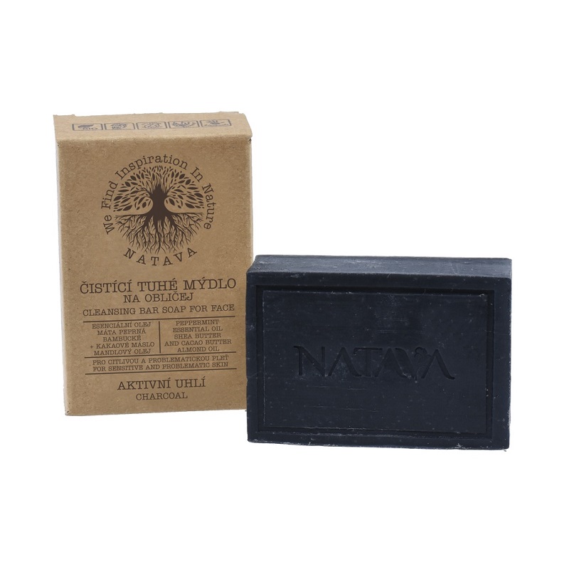 Sapun solid pentru fata cu carbune activ, 100 g, Natava