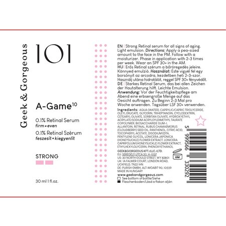 Ser de fata cu 0.1% retinal A-Game 10, 30 ml, Geek&Gorgeous 749063