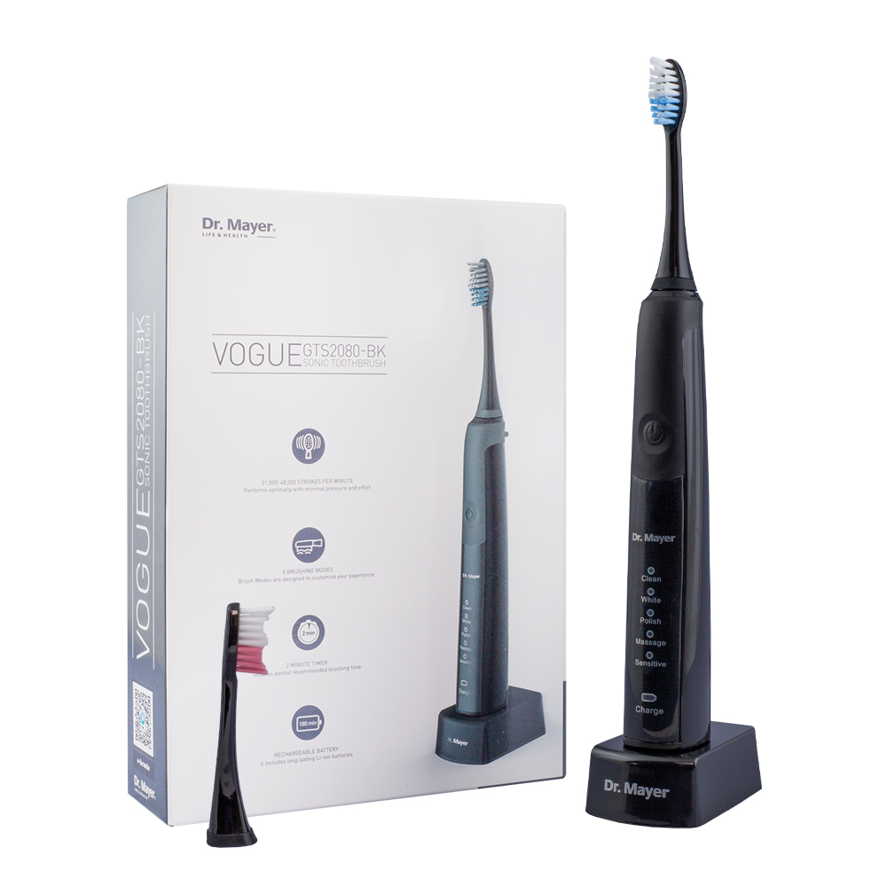 Periuta electrica sonica, Negru, GTS2080BK, Dr. Mayer