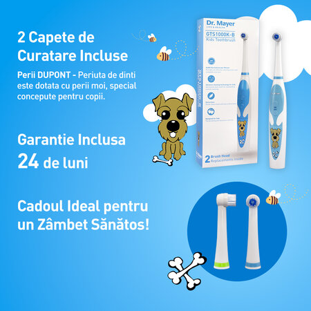 Periuta electrica pentru copii GTS1000K Blue, 1 bucata, Dr.Mayer 671689