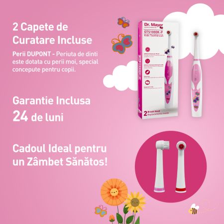 Periuta electrica pentru copii GTS1000K Pink, Dr.Mayer 671685