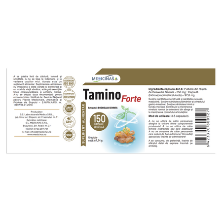 Tamino Forte Extract din tamaie, 150 capsule, Medicinas 714045