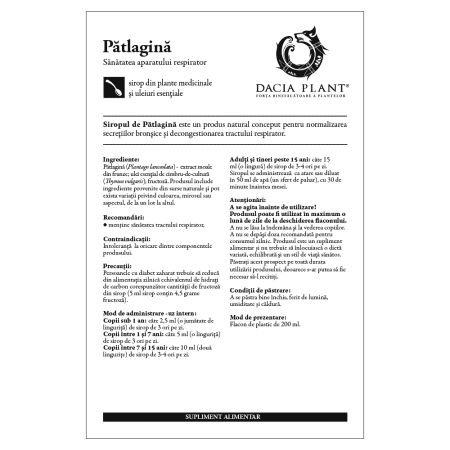 Sirop de patlagina, 200 ml, Dacia Plant 593798