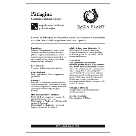 Sirop de patlagina, 200 ml, Dacia Plant 593798