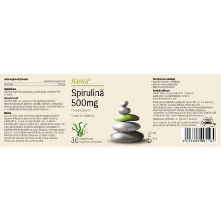 Pachet Spirulina 500 mg, 30+30 comprimate, Alevia 655933
