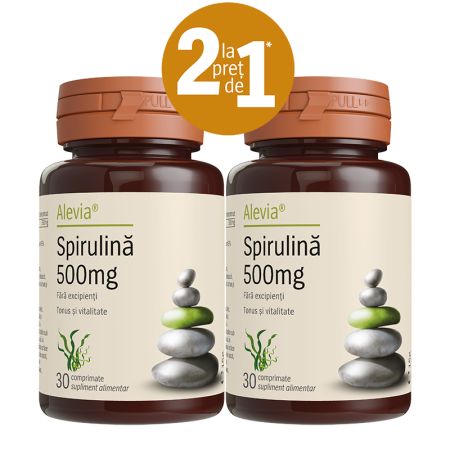 Pachet Spirulina 500 mg, 30+30 comprimate, Alevia