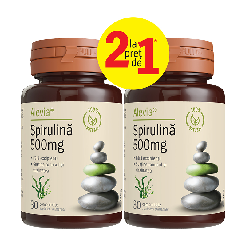 Pachet Spirulina 500 mg, 30 comprimate, Alevia