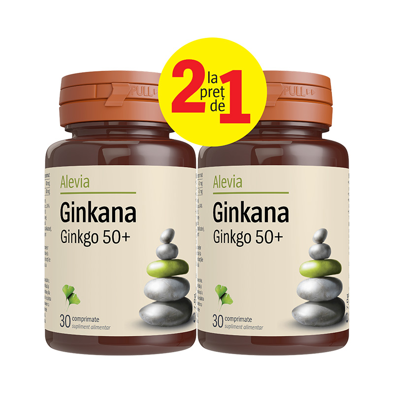 Pachet Ginkana Ginkgo 50 + , 30 comprimate, Alevia (1+1)