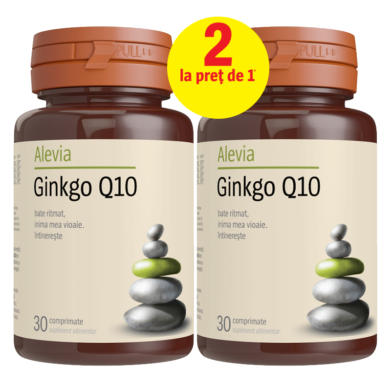 Pachet Ginkgo Q10, 30 comprimate, Alevia (1+1)