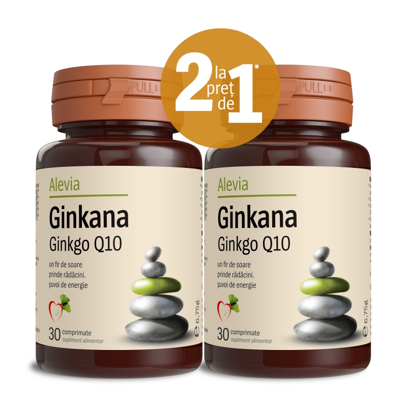 Pachet Ginkgo Q10, 30 comprimate, Alevia (1+1)