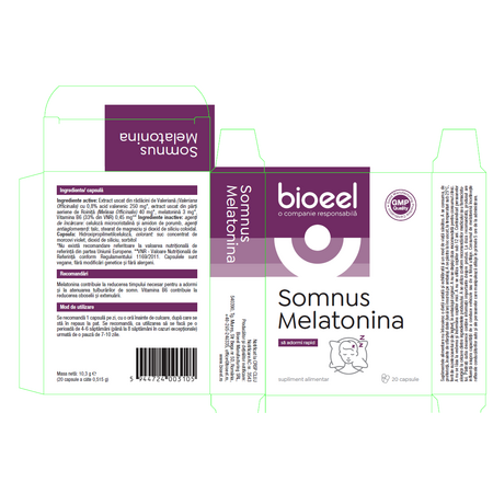 Somnus Melatonina, 20 comprimate, Bioeel 707255