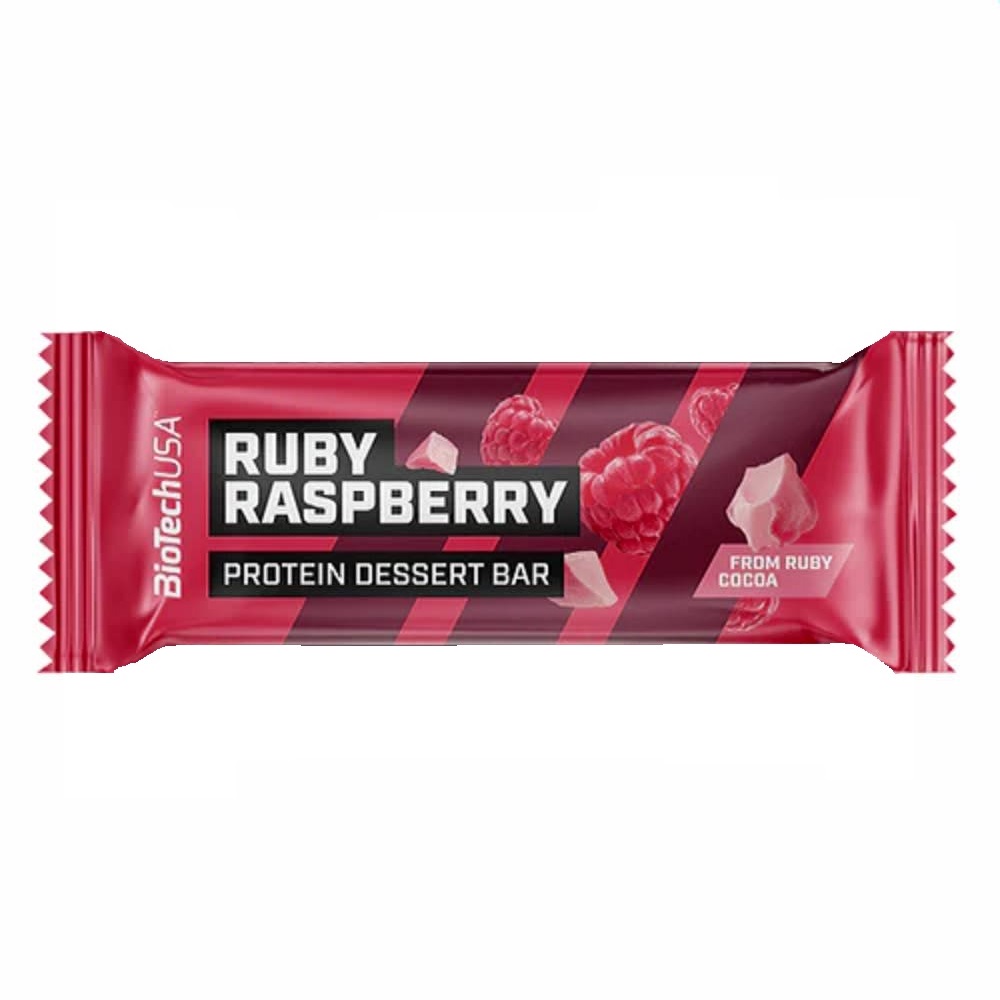 Baton proteic Ruby Raspberry Dessert Bar, 50 g, BioTechUSA