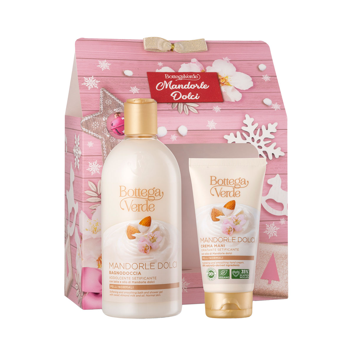 Set Craciun, curatare si hidratare, cu extract de migdale dulci, 400 ml + 75 ml, Bottega Verde