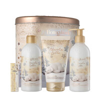 Set Craciun, cu zahar pudra si crema de lapte, in cutie metalica, 5,5 ml + 250 ml + 150 ml + 250 ml, Bottega Verde