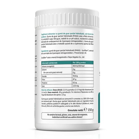 Fibre alimentare prebiotice PHGG, 150 g, Zenyth 619132