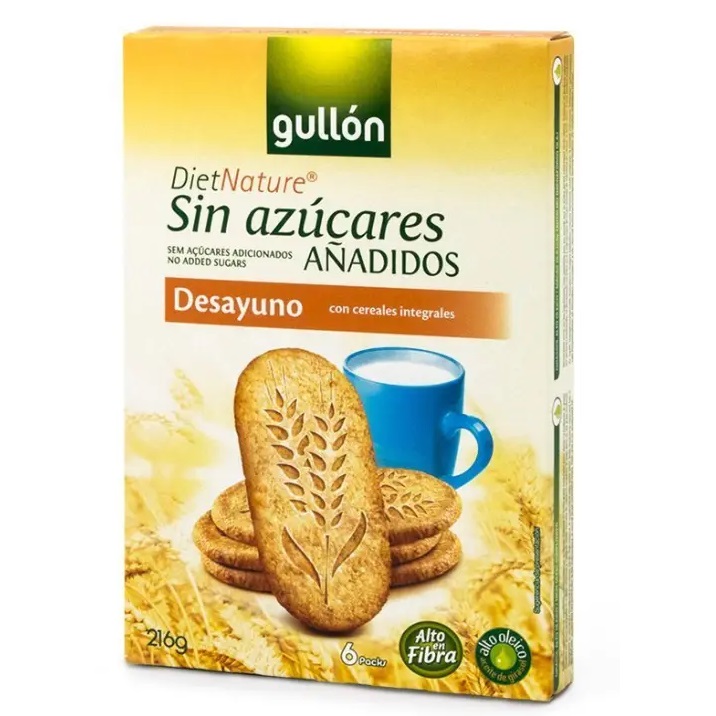 Biscuiti fara zahar cu cereale integrale, 216 g, Gullon