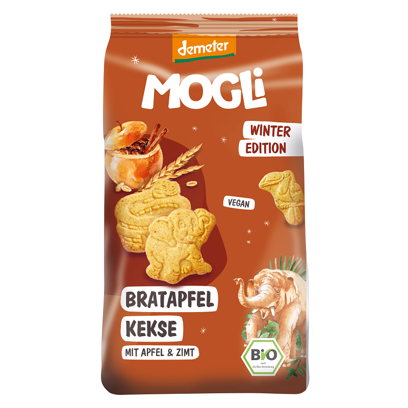 Biscuiti eco cu mere coapte si scortisoara, 125 g, Mogli