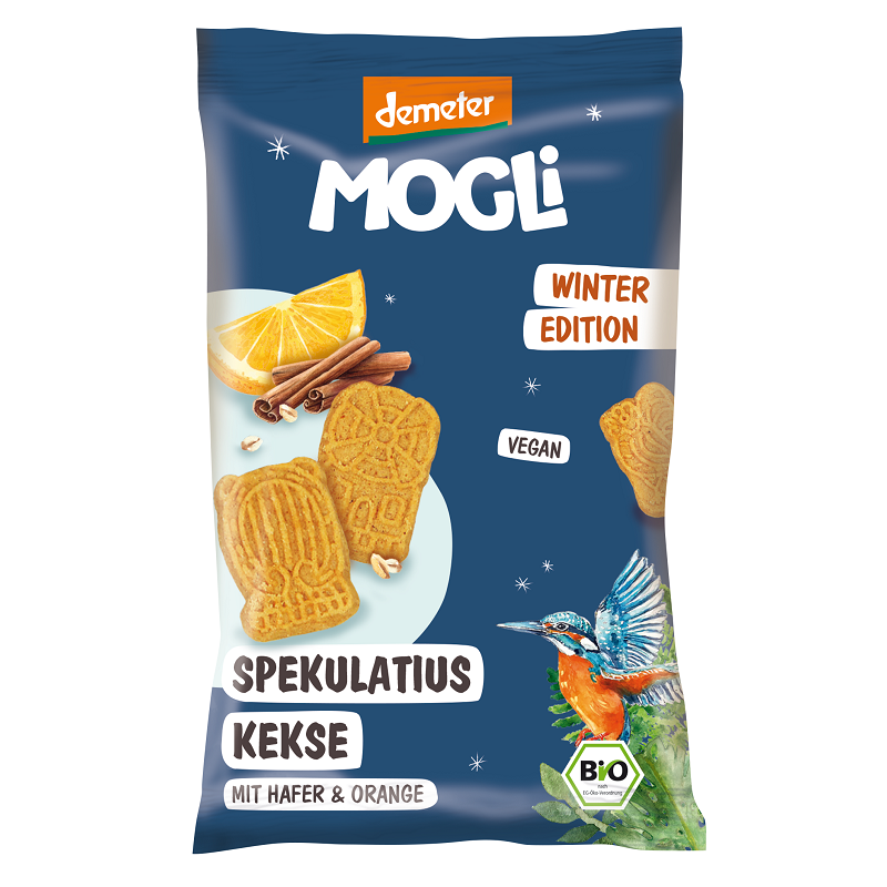 Mini biscuiti Bio cu scortisoara si portocale speculos Mogli, 50 g, Managis