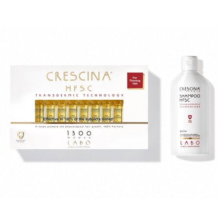 Pachet Tratament Crescina Transdermic Re-Growth HFSC 1300 Woman, 20 fiole + Sampon Crescina Transdermic HFSC Woman, 200 ml, Labo 543300